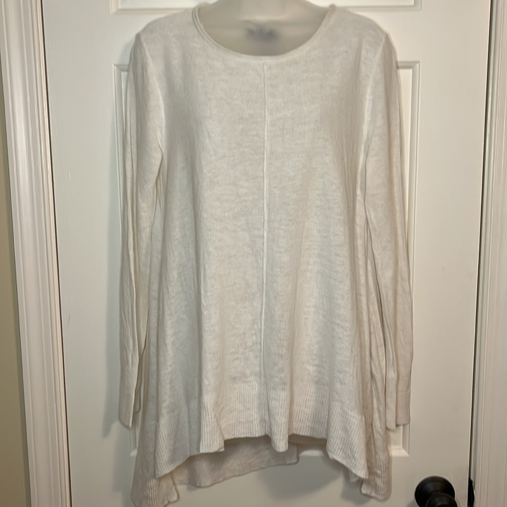 🌷 Donna Karan Cream Linen Off White Knitwear Tunic